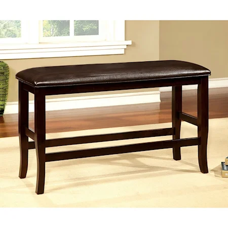 Transitional Counter Height Bench with Faux Leather Upholstery